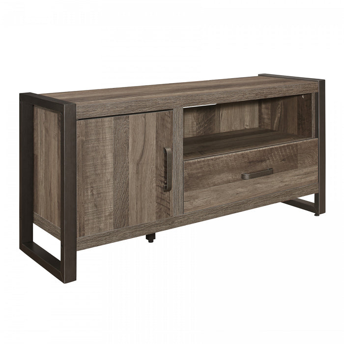 Bassett 51-in TV Stand With Storage, Faux Wood & Gunmetal 
