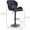 HOMCOM Bar Stool Set of 2 Fabric Adjustable Height Counter Chairs Black
