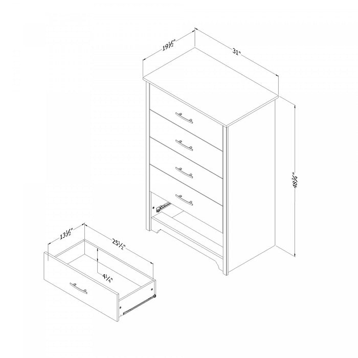 Fusion 5-drawer Chest - Pure Black 
