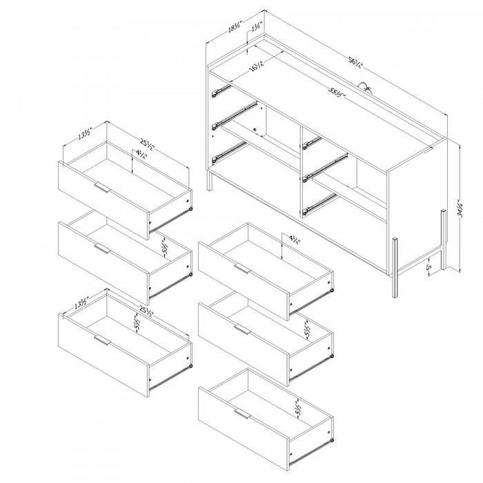 Milton 6-Drawer Double Dresser - Nordik Oak