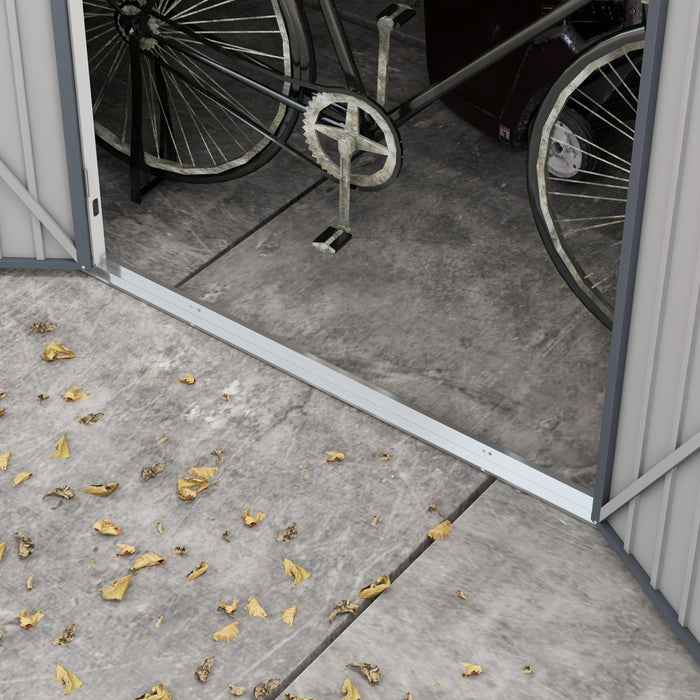 Outsunny 12' X 5.5' Metal Garden Storage Shed With Lockable Door Dark Grey