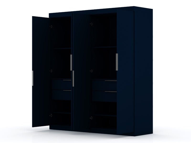 Mulberry Contemporary Modern 9-Piece Wardrobe Closet in Midnight Blue
