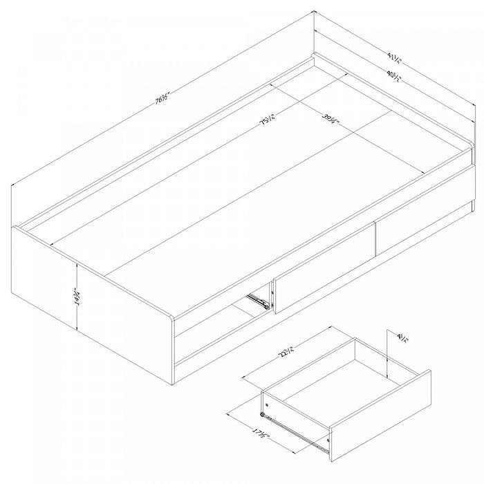 Tassio 3-Drawer Twin Mates Bed - Nordik Oak