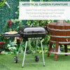 Outsunny Charcoal BBQ Grill with Warming Rack & Storage Side Table, Portable Barbecue Smoker with Lid, Heat Control, Wheels for Outdoor Cooking Camping Picnic, Black