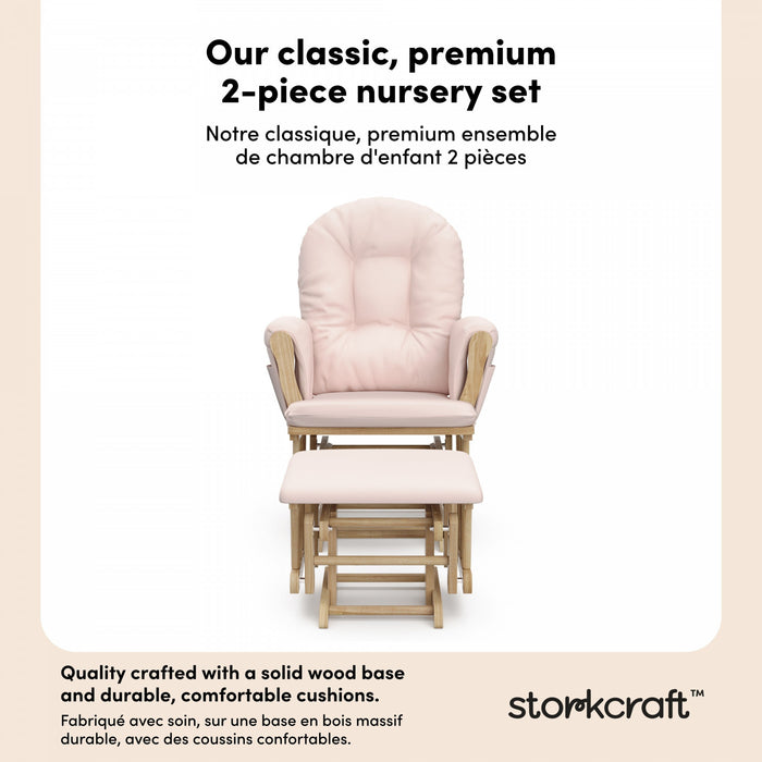 Storkcraft Hoop Glider and Ottoman - Natural/Pink