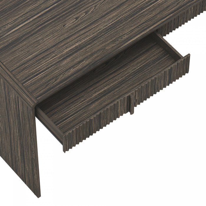 Novara Contemporary 60\" Writing Desk in Jacobean Walnut (2-Drawer)