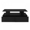 Lucas LED Coffee Table with Storage Drawers and Open Shelves,Black | Lucas table basse LED – table basse avec tiroirs de rangement et etageres ouvertes, noir