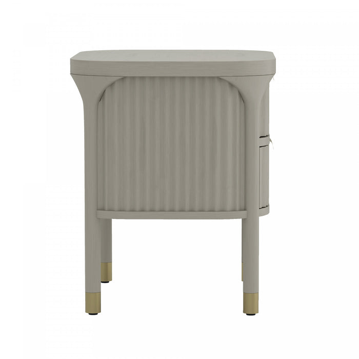 Park Contemporary 24\" Solid Wood Nightstand in Gray (2-Drawer)