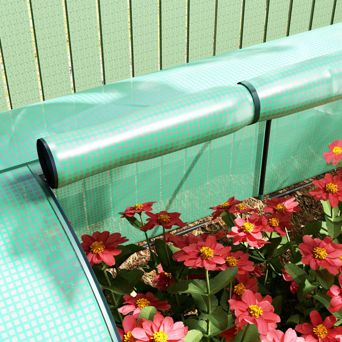 Outsunny Mini Tunnel Greenhouse With Pe Cover Garden Green Grow Shed, Green