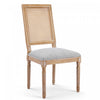 Oliver Solid Wood Rubberwood Dining Chair Set of 2 with Upholstered Seat Cane Backrest and Fluted Legs,Grey | Oliver lot de 2 chaises de salle a manger en bois massif (hevea) avec assise rembourree, dossier en cannage et pieds canneles, gris