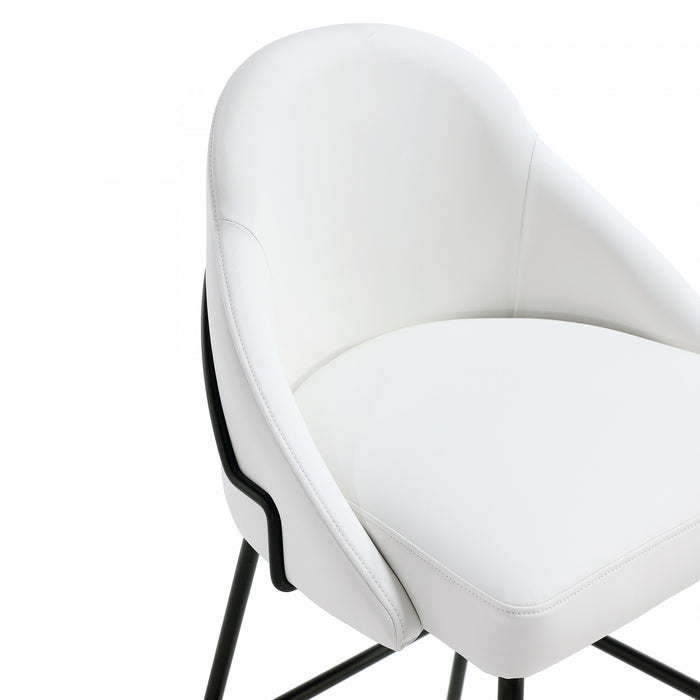 Gracie Modern Metal Upholstered Counter Stool in White and Black Bar Stool