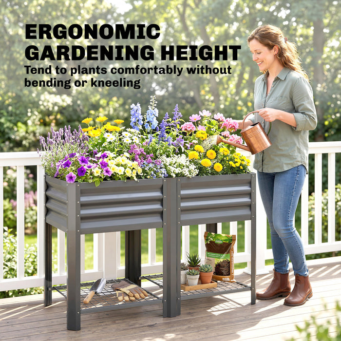 Outsunny Wooden Raised Garden Bed with Legs and 6 Drainage Holes
