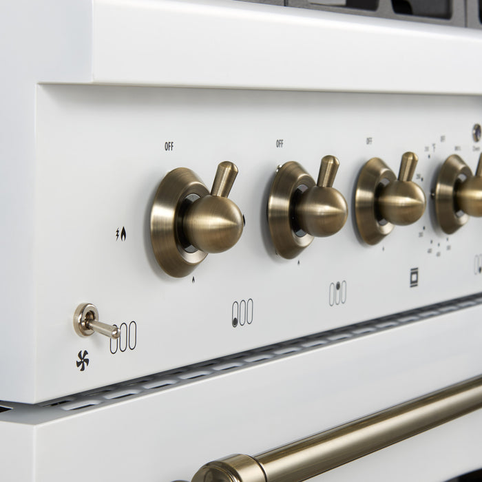 Forno Antico 36\" Dual Fuel Gas Range, White, 4.5 cu.ft. - FFSGS6113-36WHT