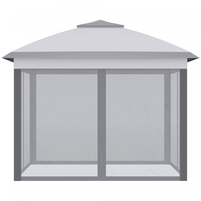 Outsunny 11' X 11' Pop Up Gazebo With Double Roof Carrying Bag Gray