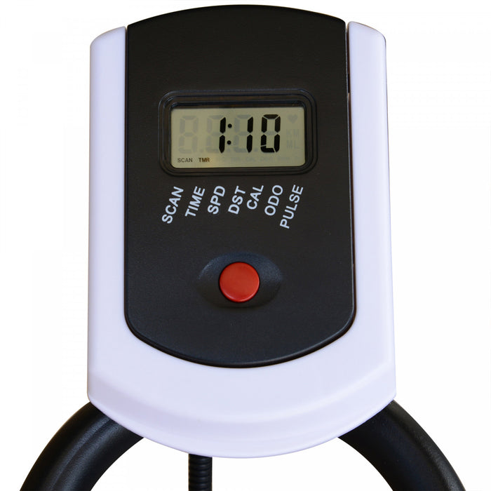 Soozier Upright Stationary Exercise Bike Indoor Cardio Workout Training Bicycle W/ Adjustable Resistance Lcd Monitor Phone Holder Black