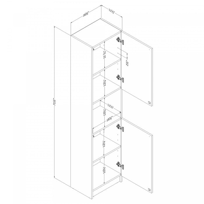 Liora 2-door Narrow Bookcase - Pure White 