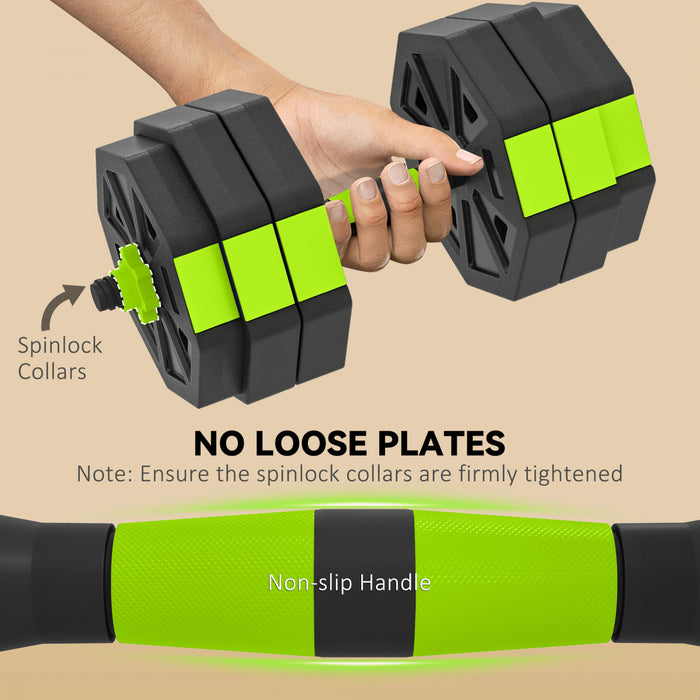 Soozier 6-in-1 Adjustable Dumbbell Set, 55lbs Free Weights Set, Green