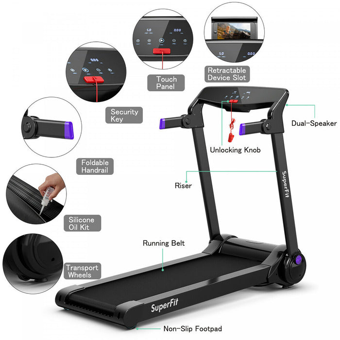 Superfit 3hp Folding Electric Treadmill Running Machine W/ Speaker