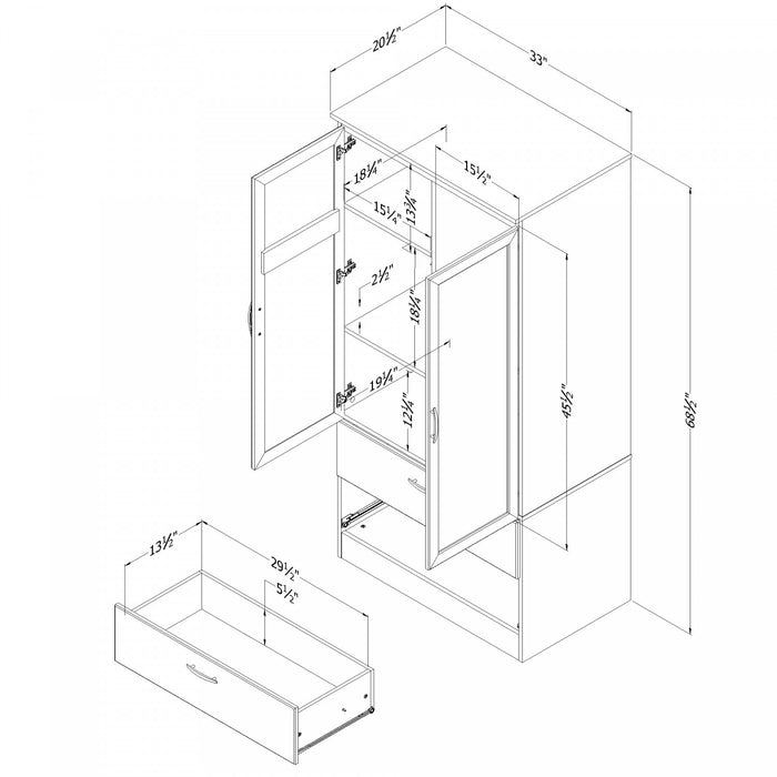 Acapella Wardrobe Armoire - Bleached Oak 
