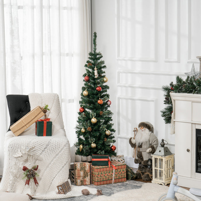 Homcom Artificial Pencil Christmas Tree With Pine Needles And Pine Cones