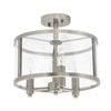 Salerno 3 Light Semi-flushmount Ceiling Light, Brushed Nickel, 13"D Lamp | Plafonnier semi-encastre Salerno a 3 lumieres, nickel brosse, 33 cm (13 po) de diametre