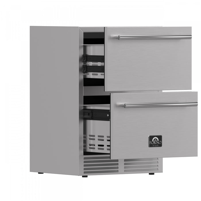 Forno Como 24-Inch Drawer Refrigerator, Stainless Steel, Outdoor/Indoor, 4.87 cu.ft. - FDROD1611-24S