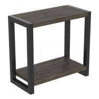 23” Classic Narrow Accent Table With Storage Shelf - Dark Grey 