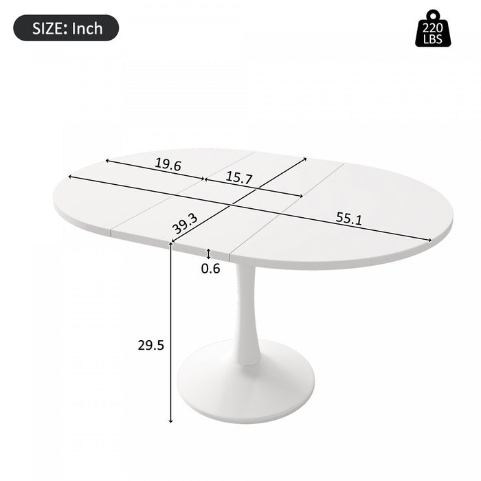 Liam Extendable Round Dining Table with Space-Saving Function,White