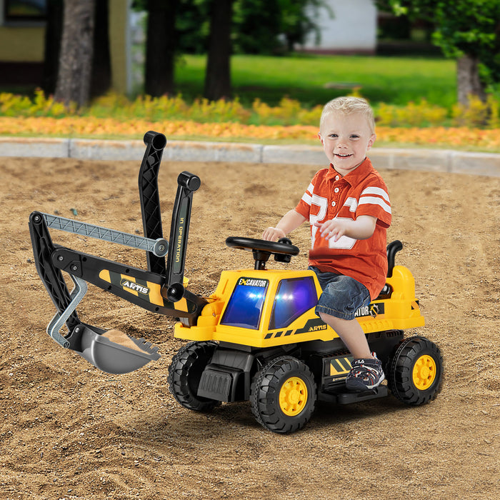 Costway Kids Ride On Excavator Digger Electric Construction Vehicles With Lights & Music