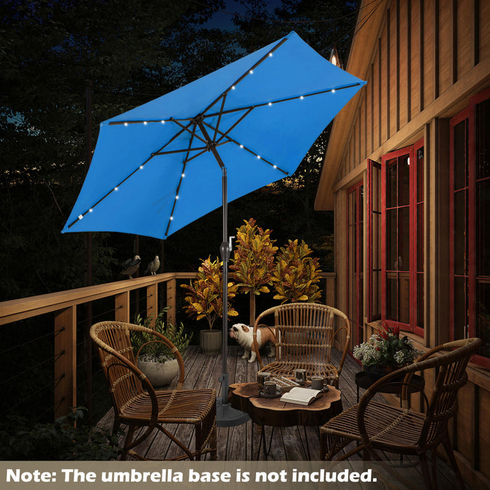 Costway 9FT Patio Solar Umbrella LED Steel Tilt W/ Crank Blue