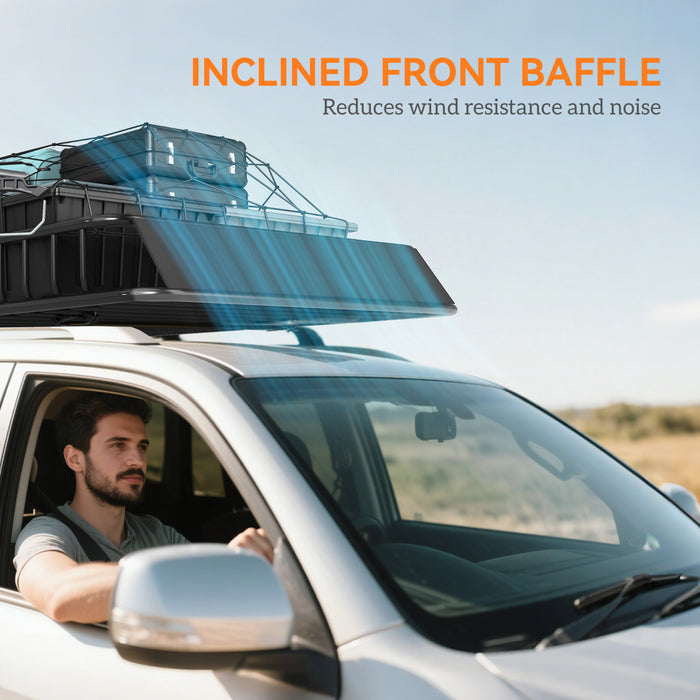 HOMCOM 64\"/43\" x 39\" Car Roof Rack, Length Adjustable Roof Basket, Universal Rooftop Cargo Carrier Basket with U-bolts, 220 lbs Capacity