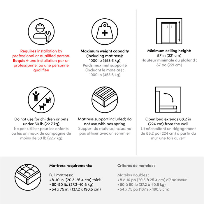 Bestar Key West 63 W Full Murphy Bed - Linen White Oak