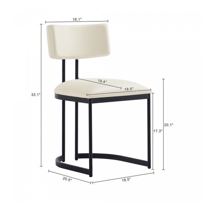 Juno Contemporary Modern Vegan Leather Metal Side Chair in Cream - Set of 2