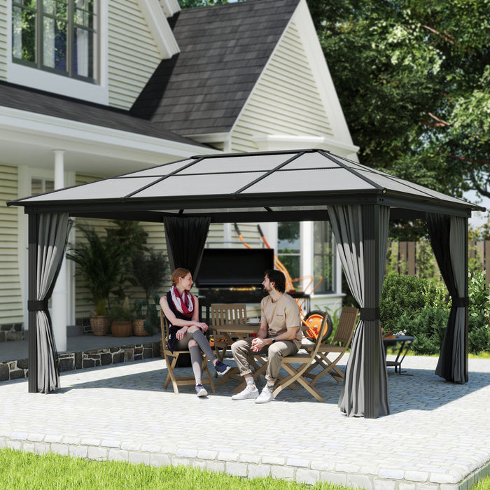 Outsunny 12' x 15' Hardtop Gazebo with Polycarbonate Roof, Aluminum Frame