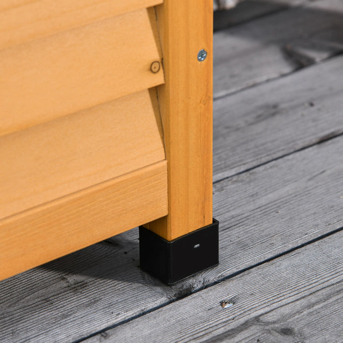 Outsunny 75 Gallon Wooden Storage Box Patio Deck Box Bench, Garden Backyard Outdoor Storage Container With Aerating Gap & Weather-fighting Finish, Yellow