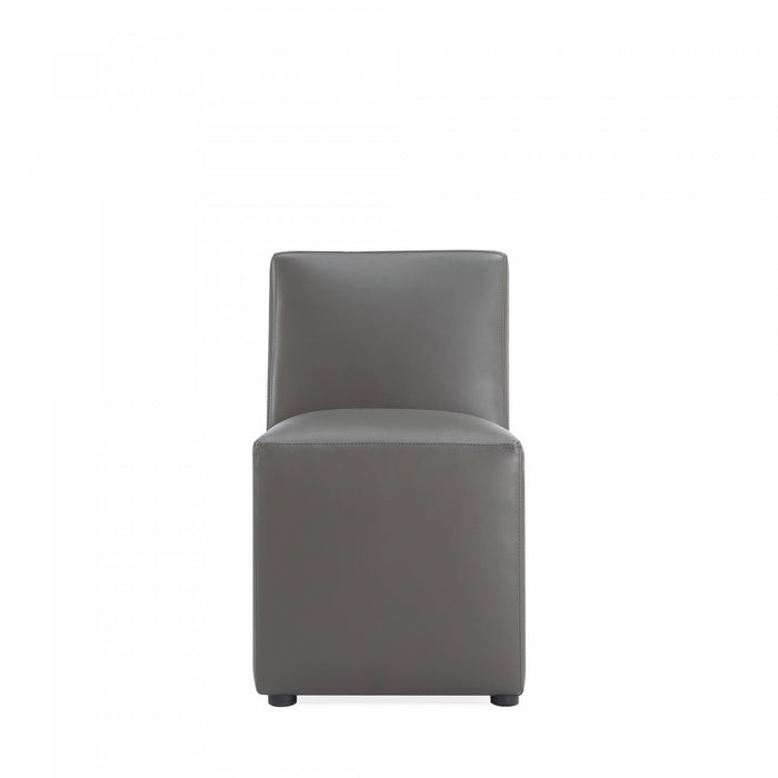 Anna Square Modern Vegan Leather Dining Chair in Graphite - Set of 2