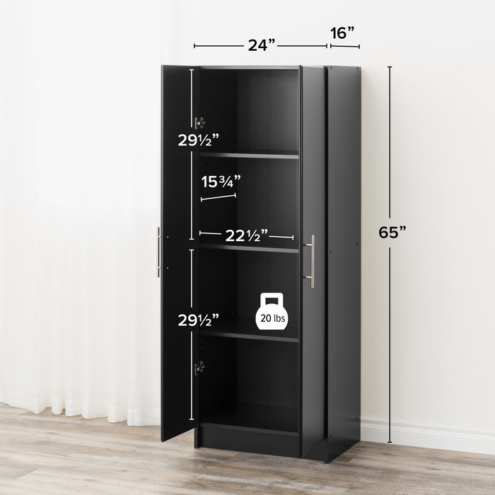 Elite Deep Storage Cabinet with Fixed & Adjustable Shelves - Black