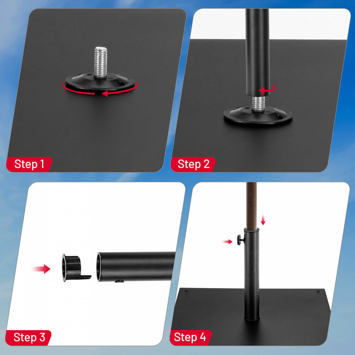 Costway 9ft Market Patio Umbrella w/Solar Lights & 40 LBS Steel Umbrella Stand