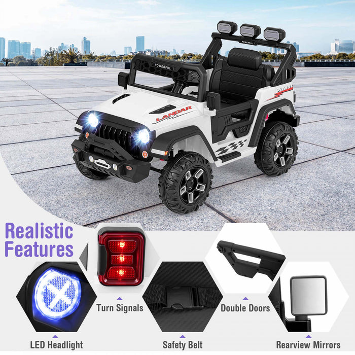 Costway 12v Kids Ride On Truck With 2*12v Motors Spring Suspension & Remote Control White
