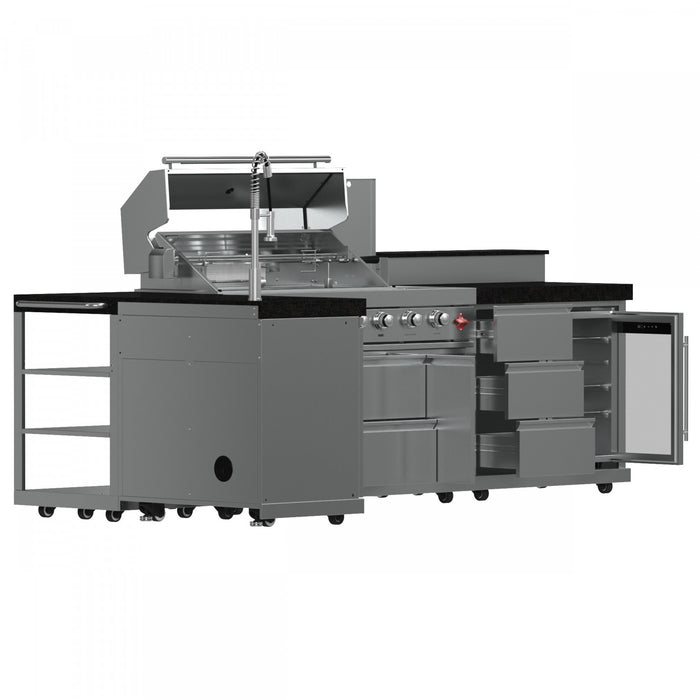 FORNO Bulnes Outdoor Kitchen 84,000 BTU Stainless Steel BBQ with Black Granite Countertops - FODKT2520BLK