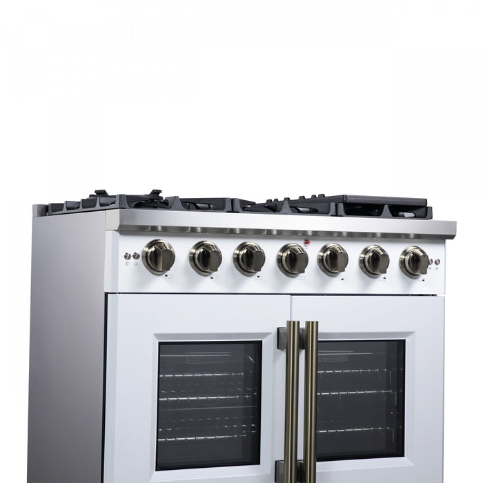 Forno Capriasca 36\" White Gas Range 5.36 cu.ft -FFSGS6460-36WHT