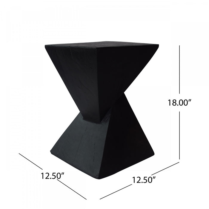 Zane 18\" MGO Geometric Twisted Accent Table, Unique Wood Grain Indoor Side Table, Black