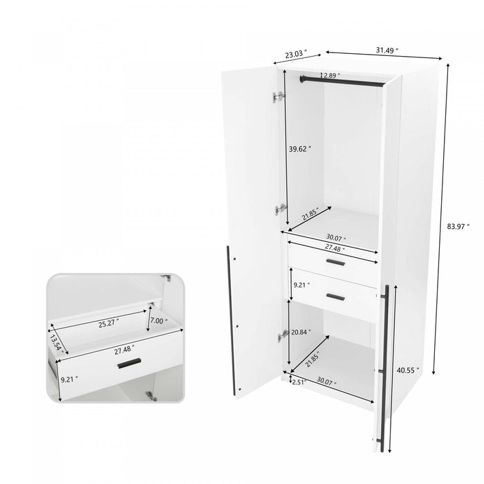 Lee Modern 3-Piece Wardrobe Closet in White Armoire