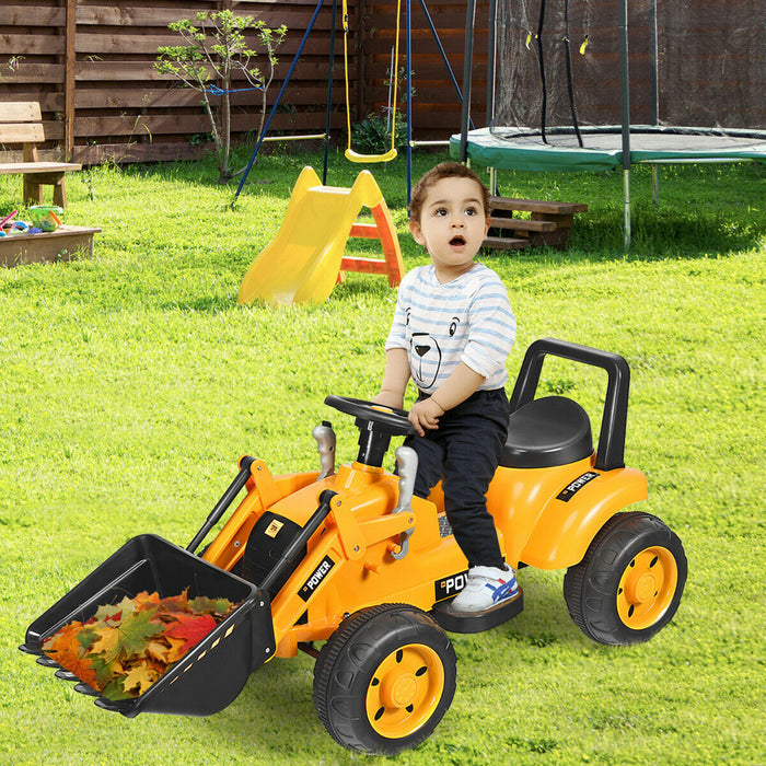 Kids Ride On Excavator Digger 6v Battery Powered Tractor W/digging Bucket Yellow