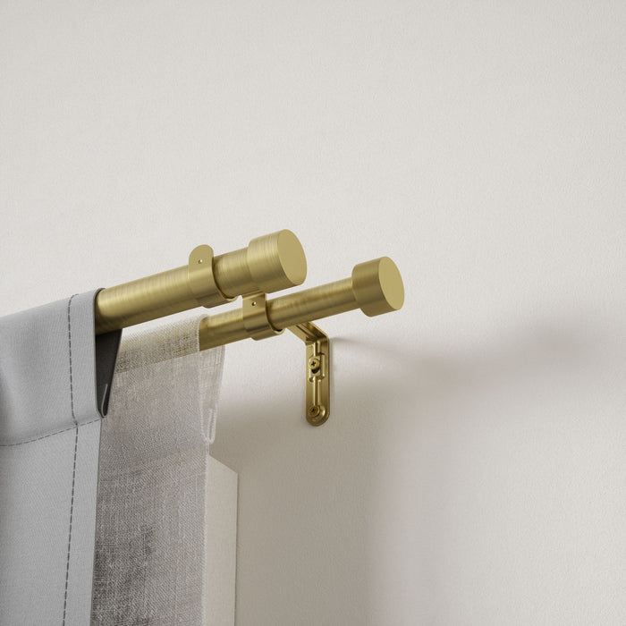 Umbra Cappa Brass Expandable Double 1\" Curtain Rod - 36\"-66\" 