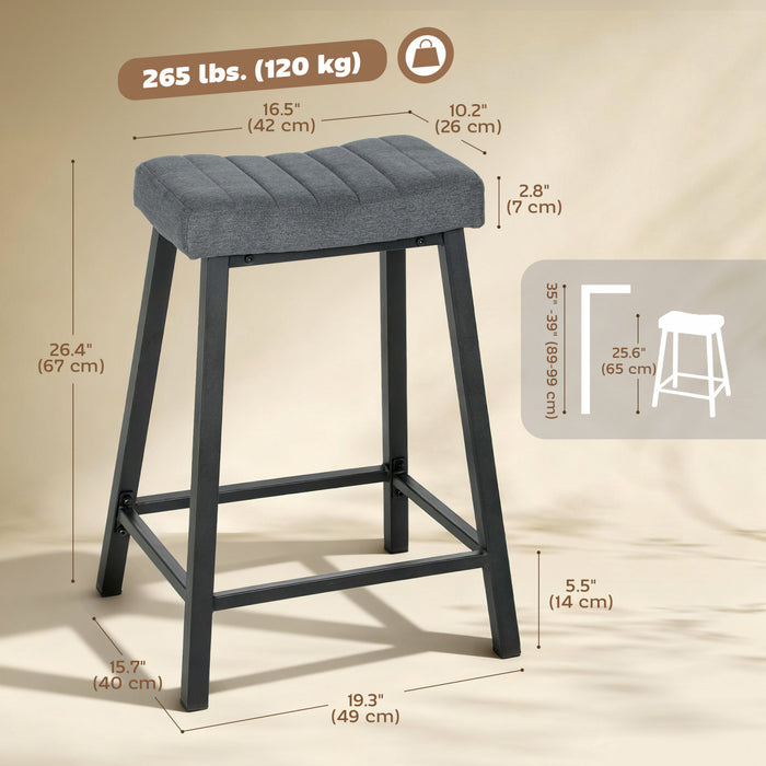 HOMCOM Bar Stools Set of 2 Velvet Upholstered Counter Height Barstools Grey