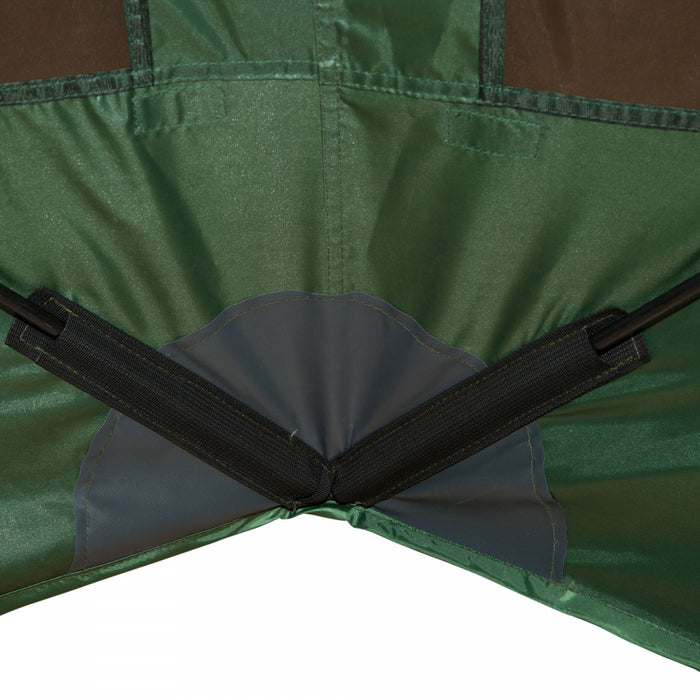 Outsunny 12' X 12' Hexagon Automatic Pop Up Screen Tents Camping Shelter Picnic Canopy Outdoor Sun Shade W/ Mesh Sidewalls And Carry Bag Green