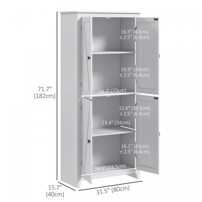 HOMCOM 72\" Freestanding Kitchen Pantry, Buffet Cabinet, White
