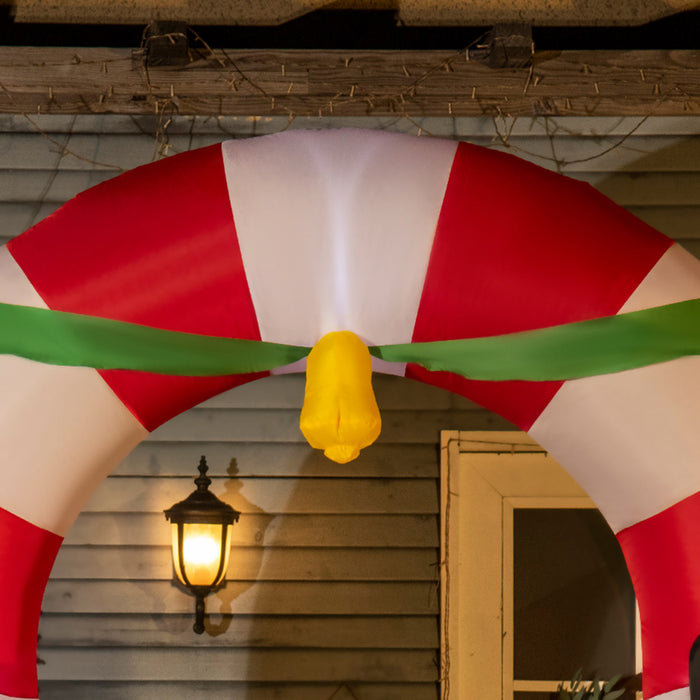 Outsunny 9ft Inflatable Christmas Cane Arch W/ Penguin Snowman