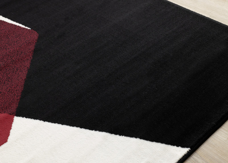 Forte Red Black White Geometric Area Rug - 5'3\" x 7'5\"